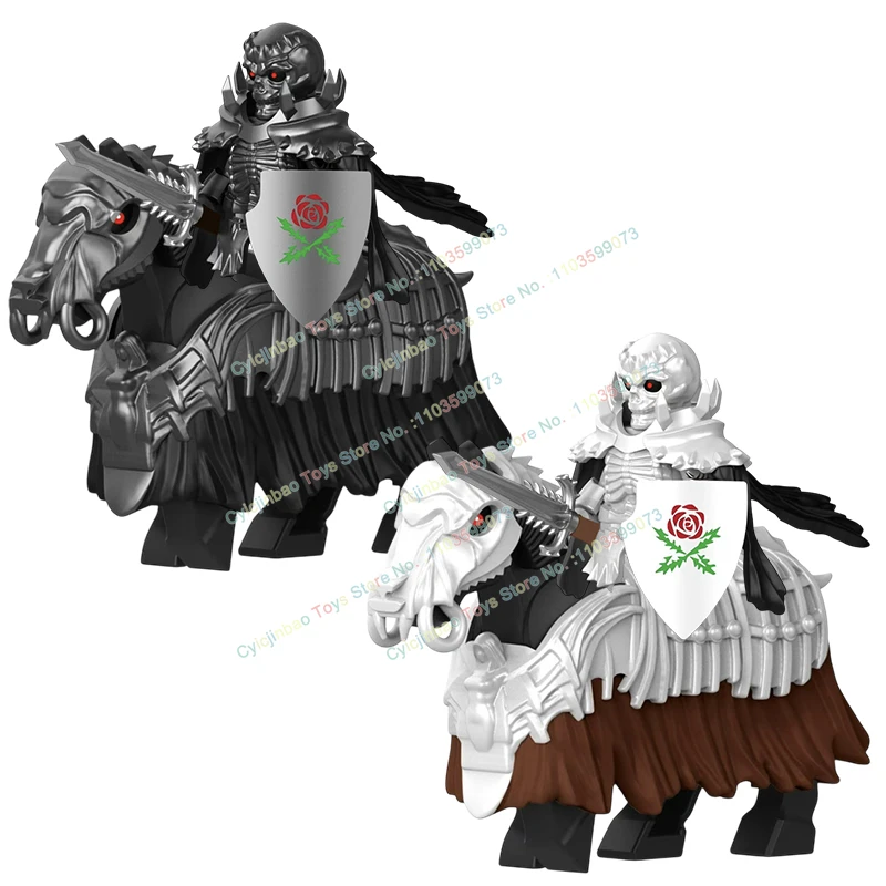 Gioco Anime Black Armor War Horse Building Blocks Rose Shields Spada Accessori Action Figures Modelli Bambini per giocattoli GP105-108