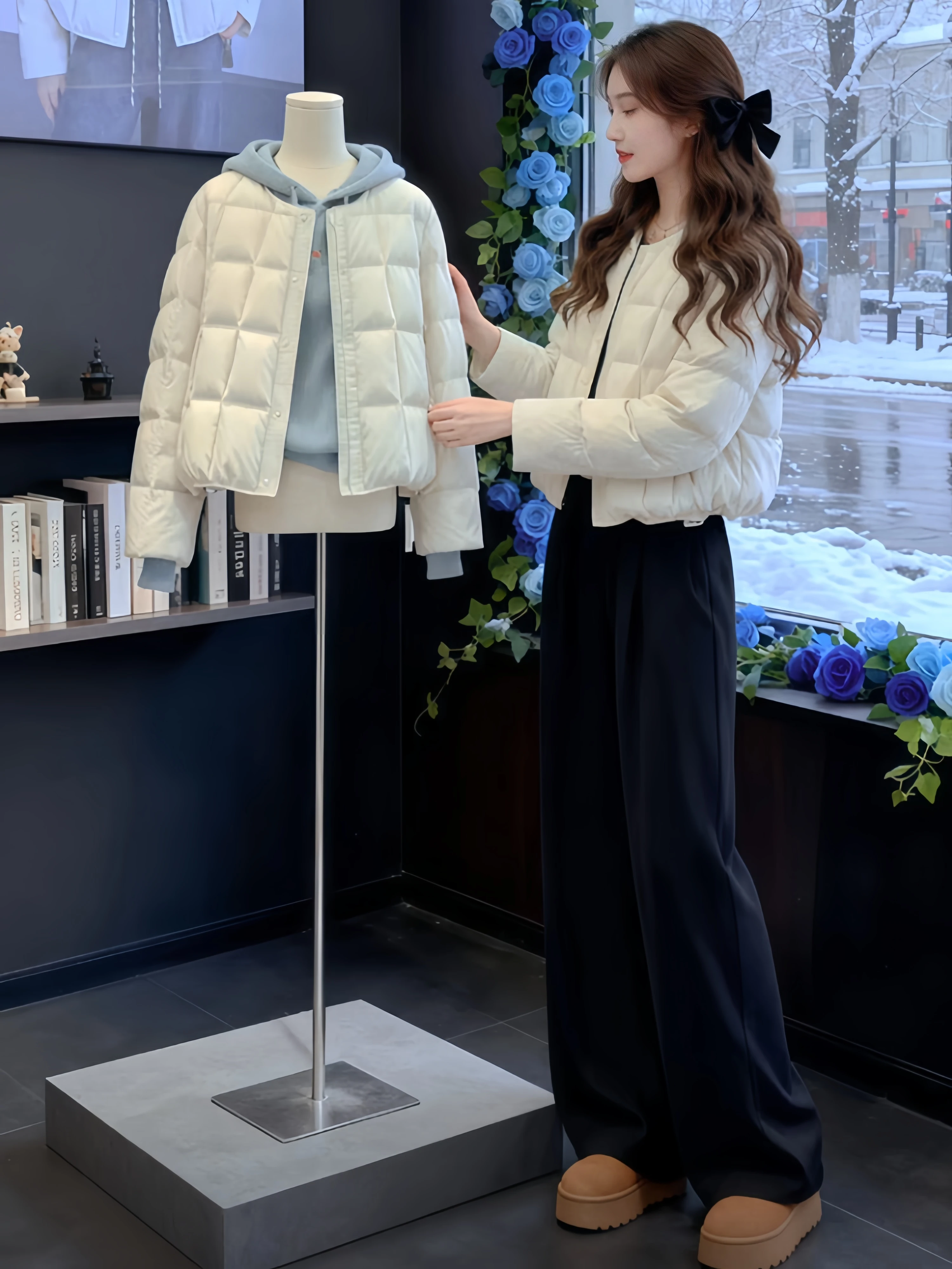 

Warm Short Cotton Jacket Women's Pure Color Simple High-End Feeling down Cotton Coat Fall Winter New Style Small Size Coat
