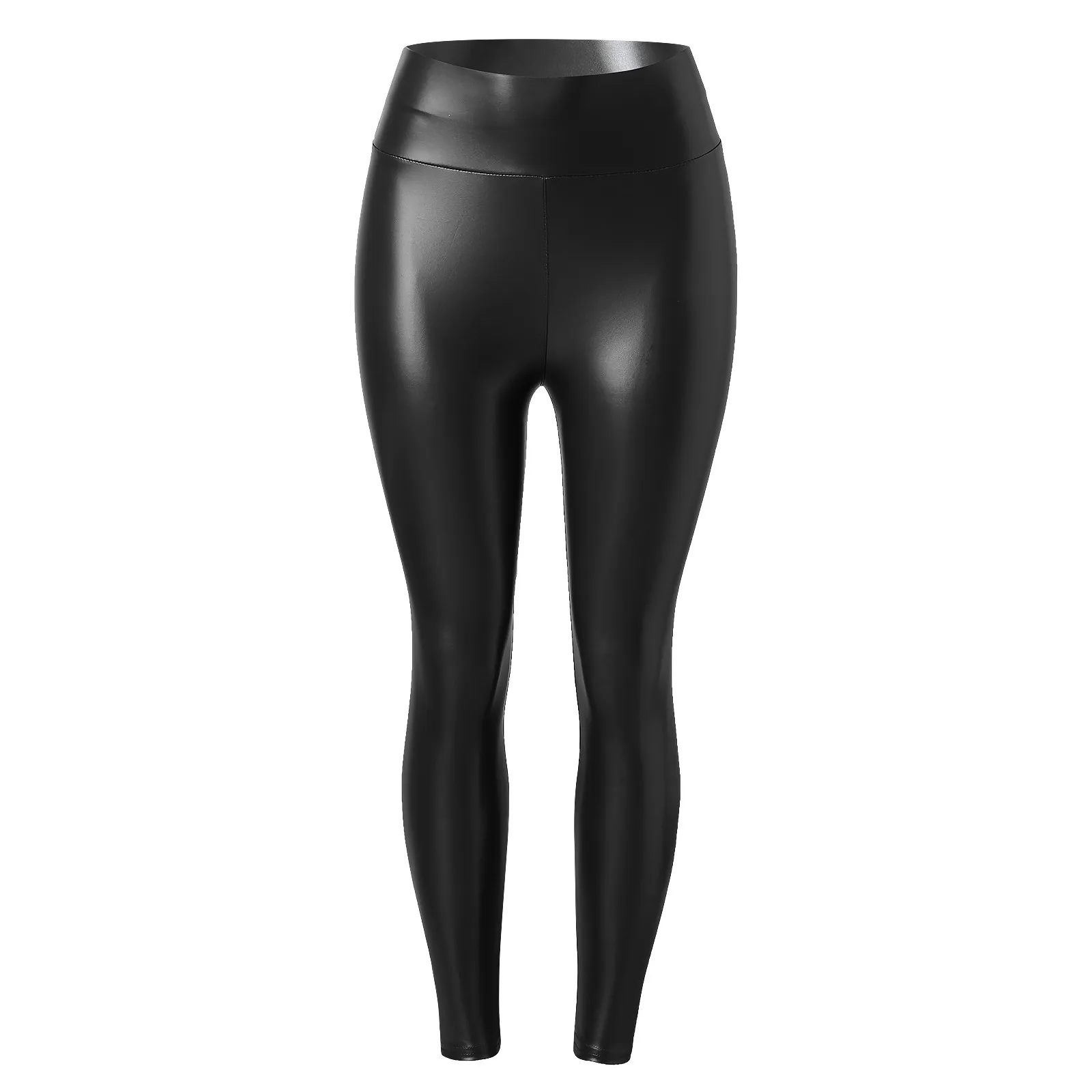 

Ladies PU Leather Pleather Leggings High Waisted Faux Leather Stretch Tight Fitting Trousers For Women Solid Color Casual Pants