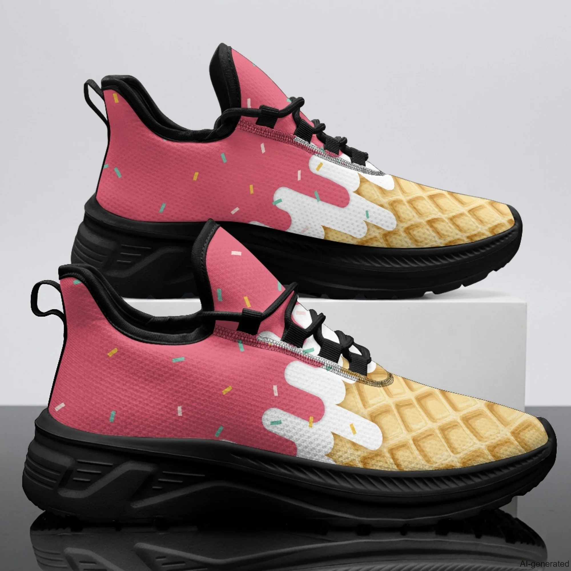 XIXIRIMIDO Womens Walking Shoes Nurse Shoes Nurse Sneakers Ice Cream Print Tenis Masculino De Corrida Barefoot Shoes 35-48
