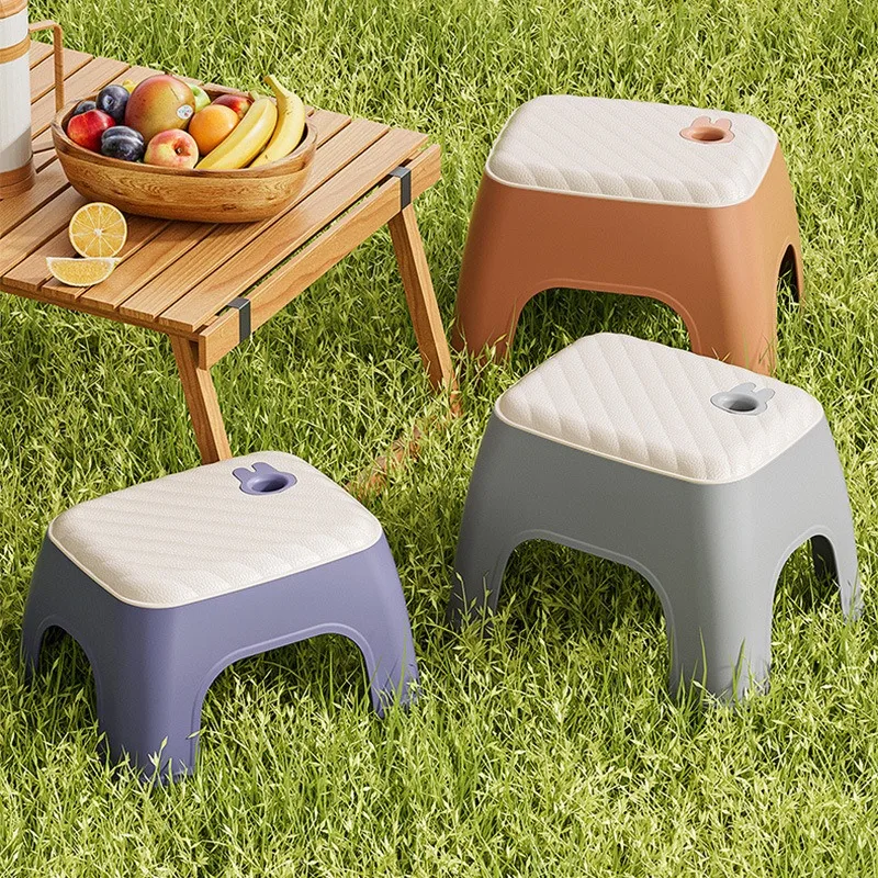 2 PC Children's Plastic Bench Outdoor Picnic Small Stool Thickened Cartoon Non-slip Bench Muebles Multifuncionales Living Room