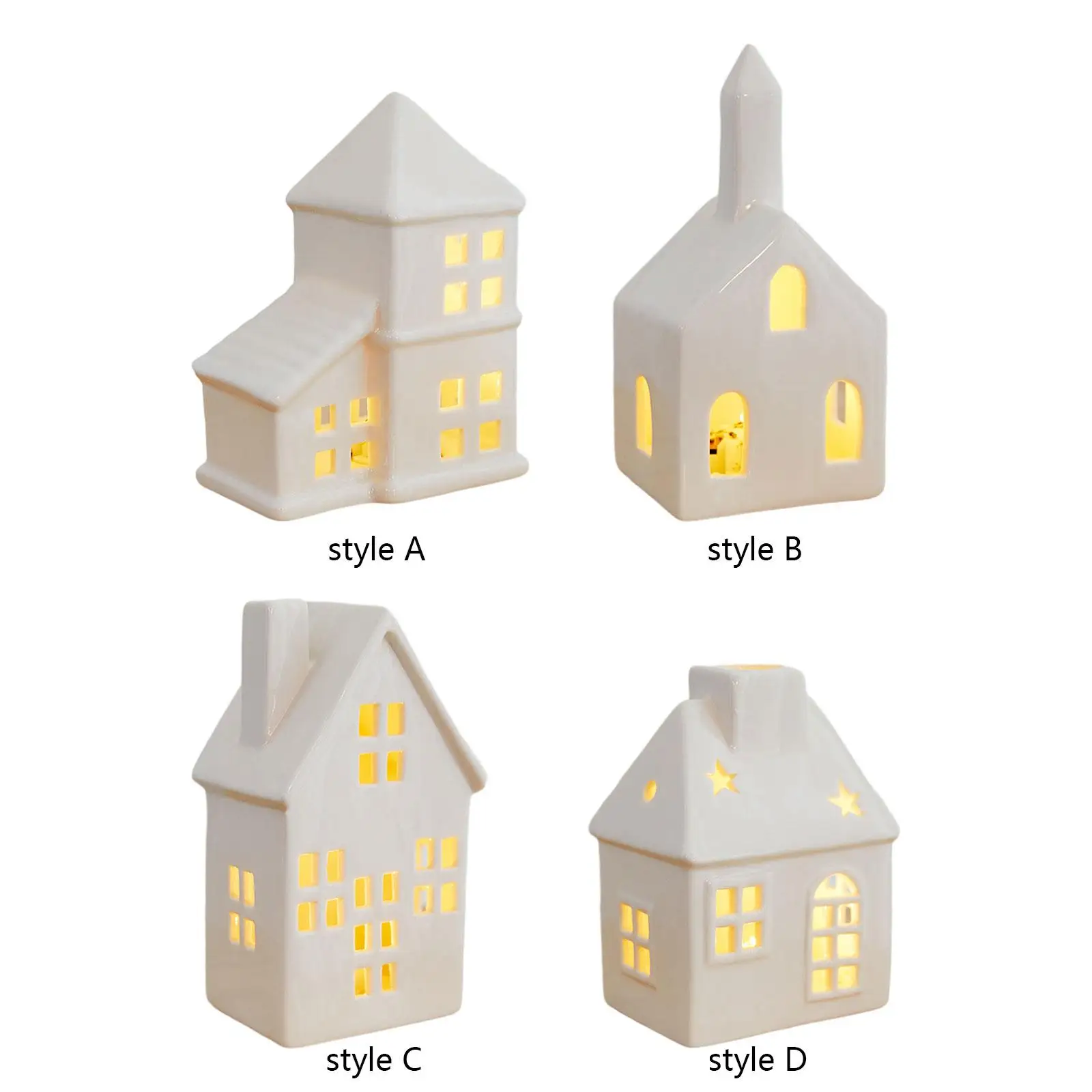 Light up Christmas Village Xmas Decor Crafts Collectible Decorative Rustic Ceramic Houses for Home Farmhouse Desk Indoor Shelf