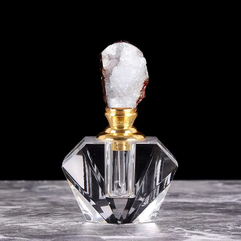 Colorful Natural Agate Stone 1ml Crystal Perfume Bottle Essential Oil Smear Bottle Decorative Bottle Refillable Room Decoration