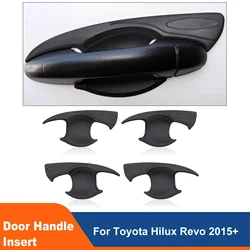 Matte Black Door Handle Bowl Insert Scratch Cover Trim Guard for Toyota Hilux Revo 2015-2024 Double Cabin Accessories