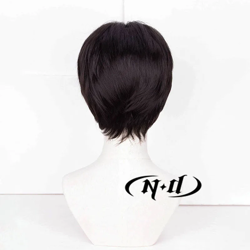 ND ليفي أكرمان تأثيري الباروكات هجوم على تيتان أنيمي تأثيري قصير شعر مستعار أسود ل كوميك كون كوزر مقاومة للحرارة الاصطناعية