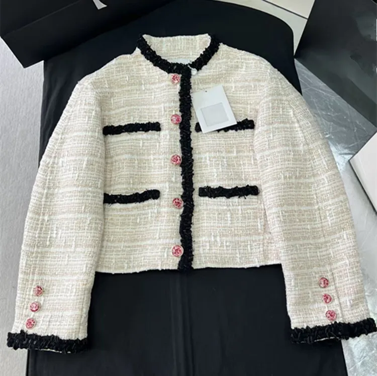 Customization European women's winter 2026 new style Long-sleeved beige Single-button tweed coat