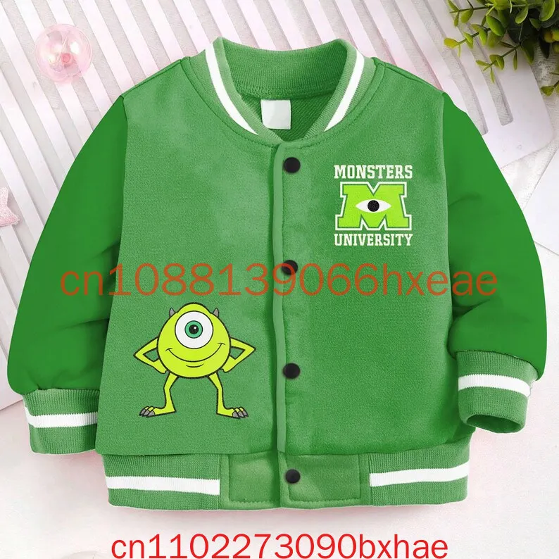 

Mike Wazowski Monsters University Kids and Youth Baseball Jacket 3D Printed Disney Fashion Street Men's Baseball Jacket