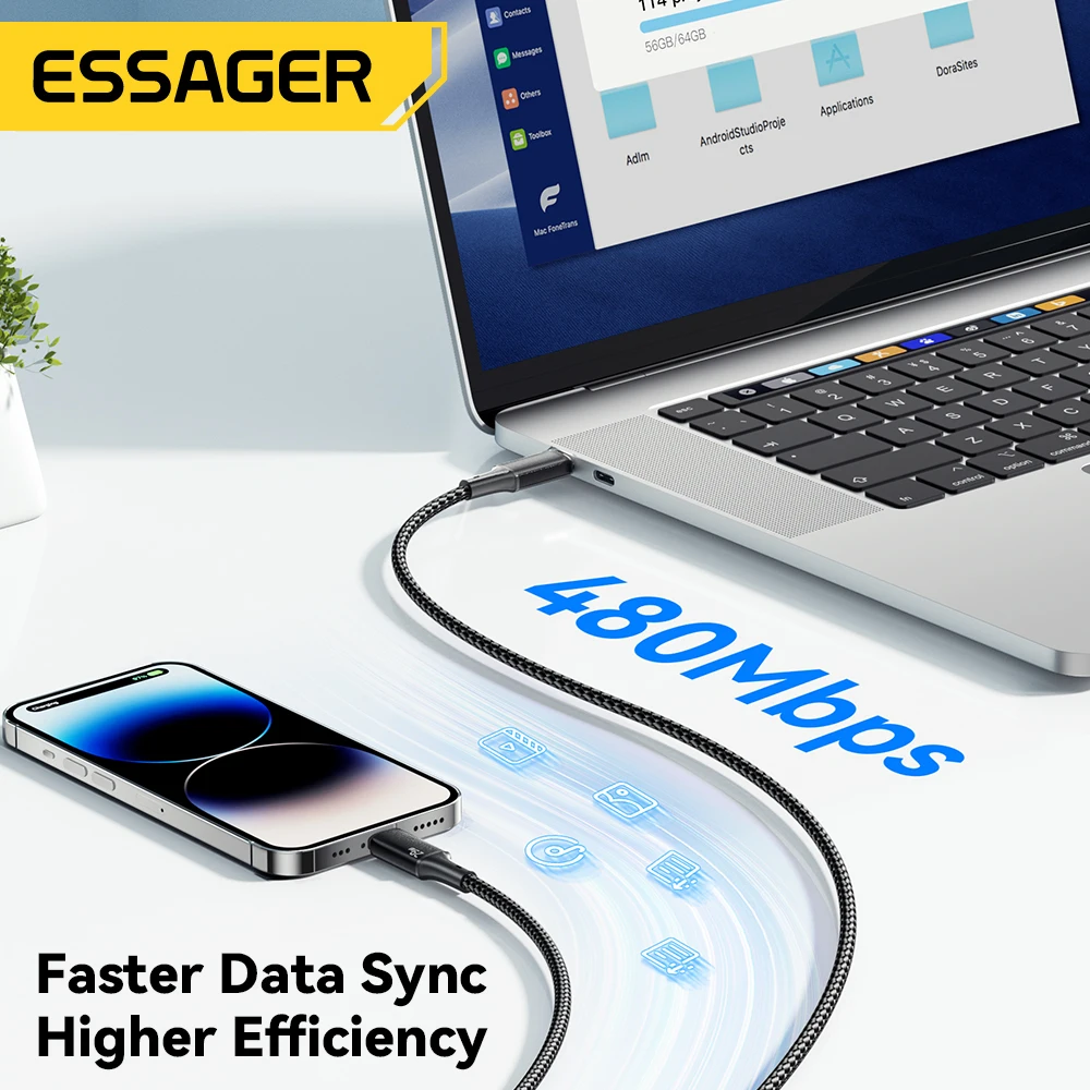 Кабель Essager USB C для IPhone 14, 13, 12, 11 pro Max, 8 Plus, 20 Вт