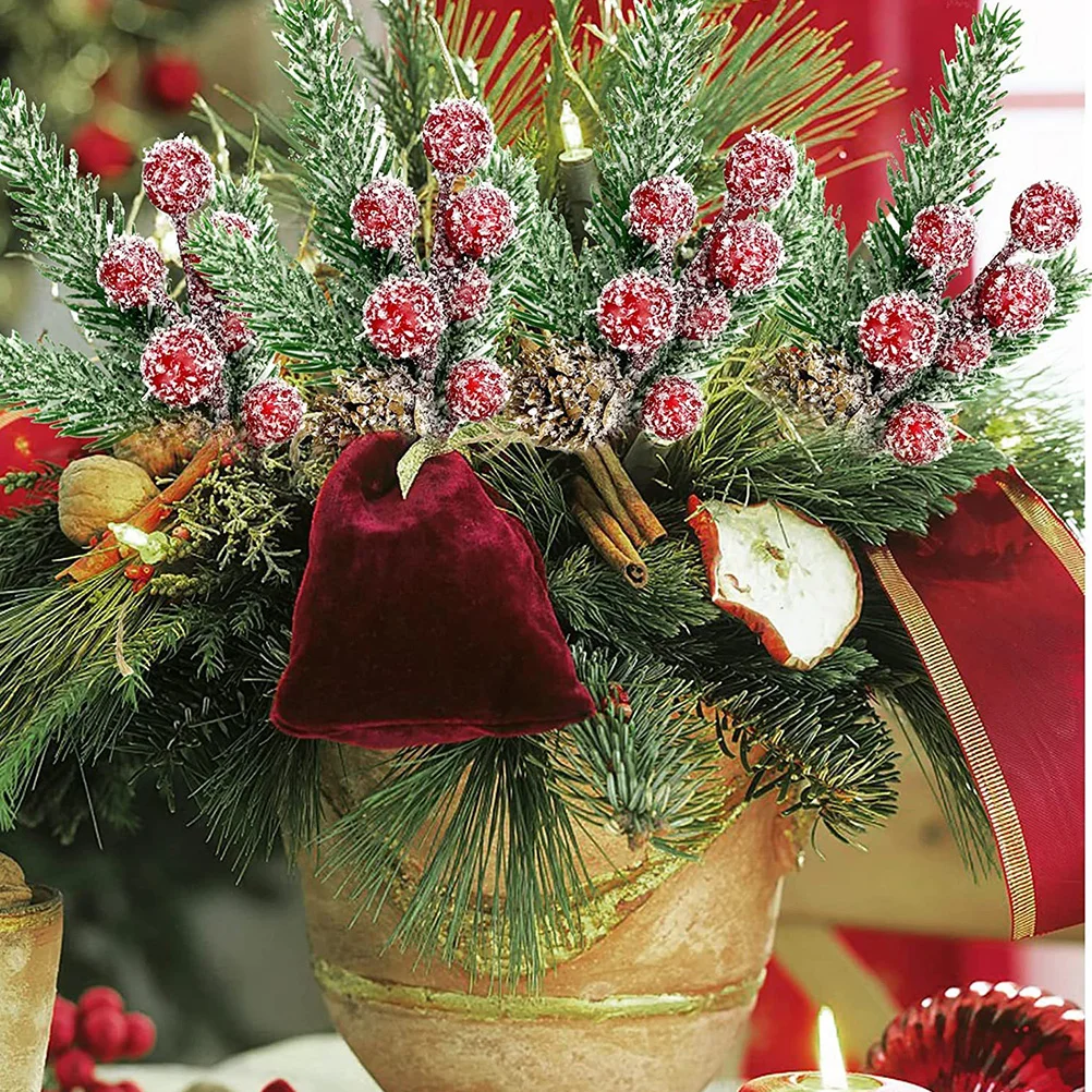 

2Pcs Christmas Berry Tree Decorations Red Flower naments Cones Xmas DIY Props Artificial Branches SimulationBerry