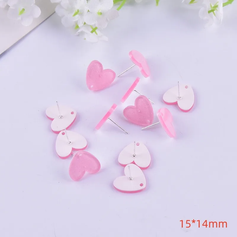 10pcs/pack Colorful Heart Painting Tray Fashion  Acrylic Charms for Women Earring Necklace Jewelry DIY Making