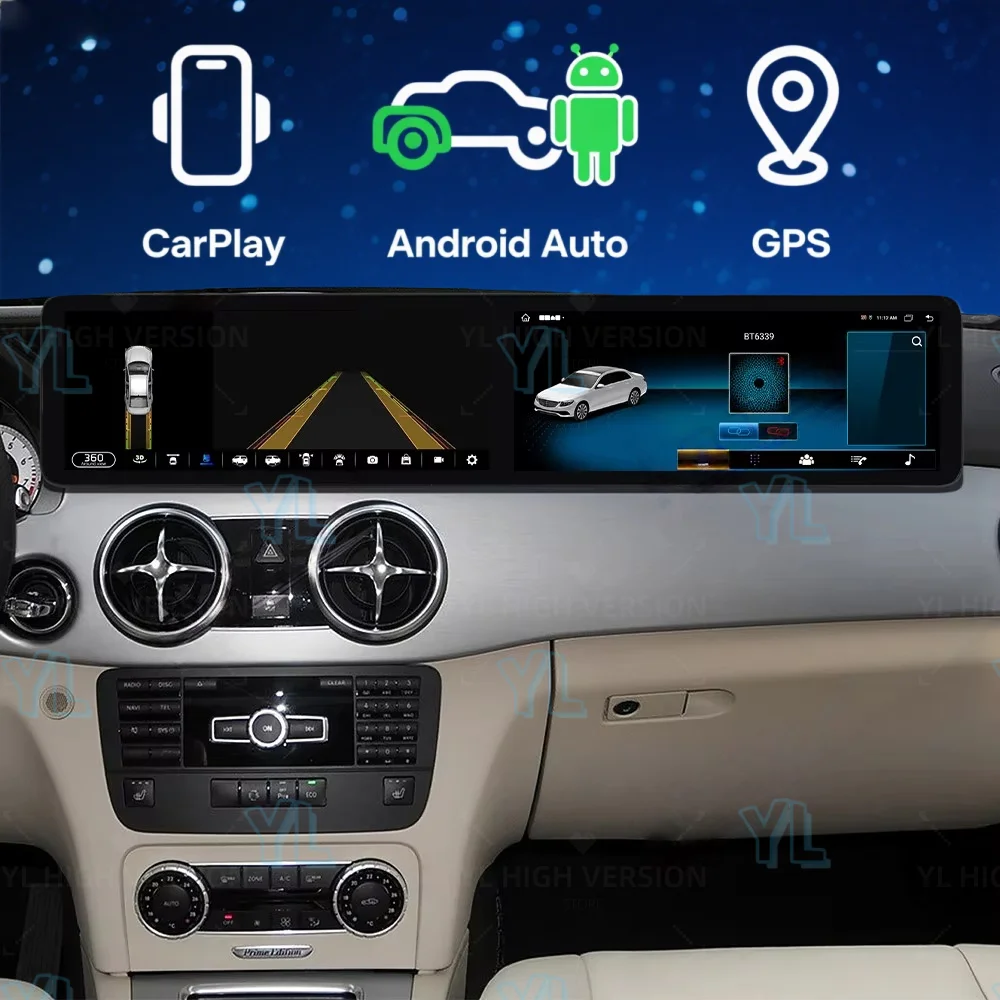 

YL Dual Screen Android 13.0 For Mercedes-Benz GLK 2013-2015 Car GPS Navigation CarPlay HD Touch Screen Head Unit Multimedia BT