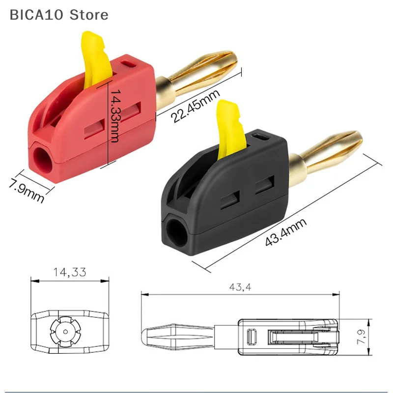 【CC】Portable 32A 4mm Banana Plug High Current Quick Connect Gold-Plated Banana Connectors Audio Copper Speakers Amplifier