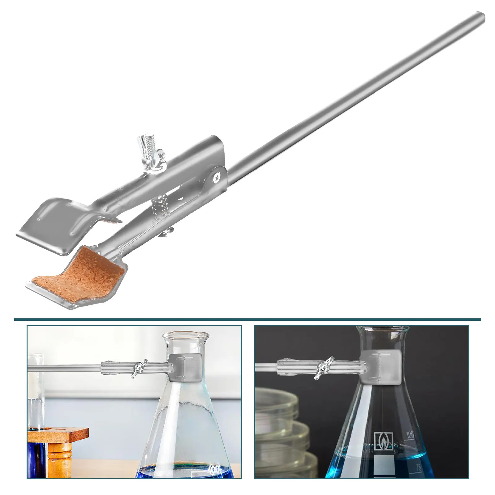 

Laboratory Flask Clamp Iron Construction Ergonomic Design for Flasks Beakers Test Tubes Secure Stable Grip Chemistry Biology Lab