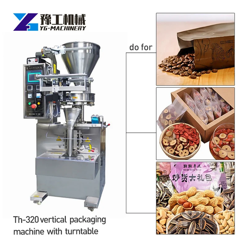 YUGONG THB4-320 Fully Automatic Vertical Weighing and Back-sealing Peanut Melon Seed Food Granule Packaging Machine