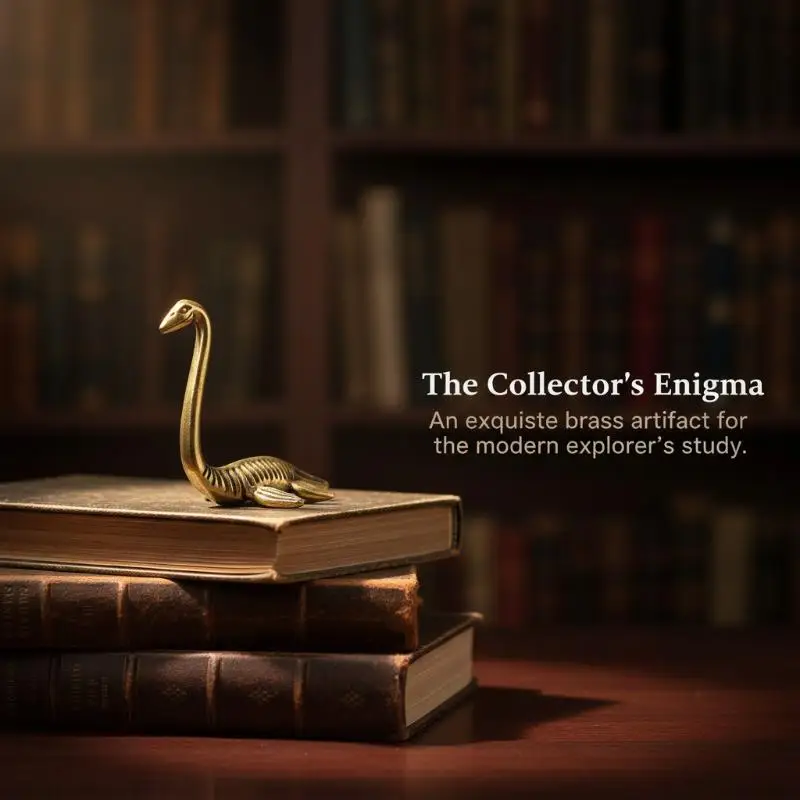 Retro Solid Brass Loch Ness Monster Mini Figurine Metal Statue for Home Office Decor Small Collectible Ornament for Display