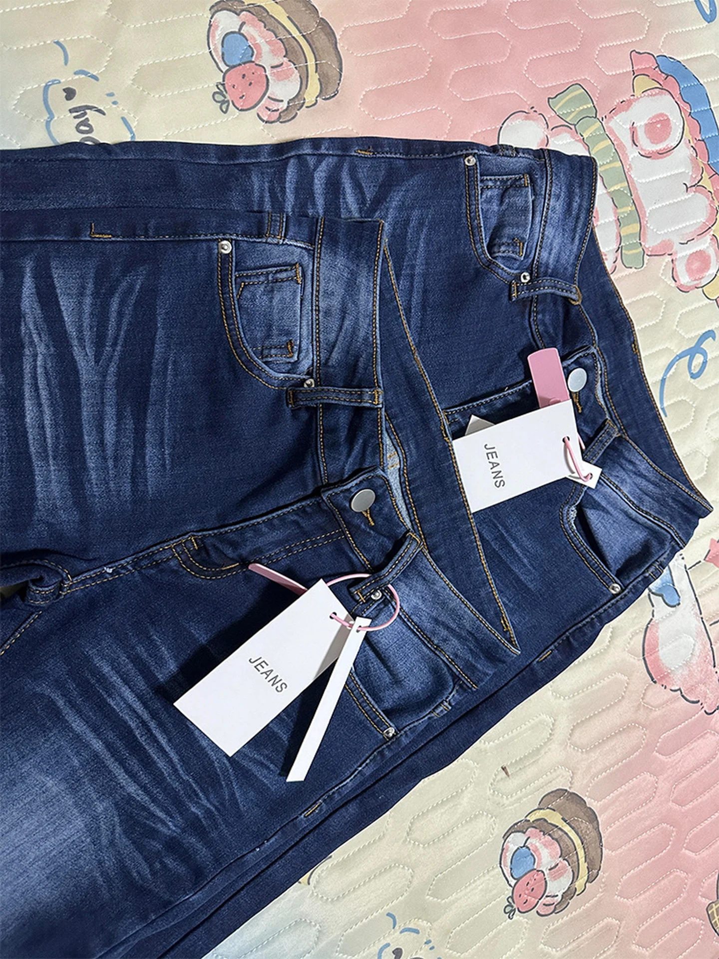 레트로 아메리칸 스키니 진 여성용 가을 겨울 하이웨이스트 플레어 레깅스 배형 체형용 따뜻한 데님