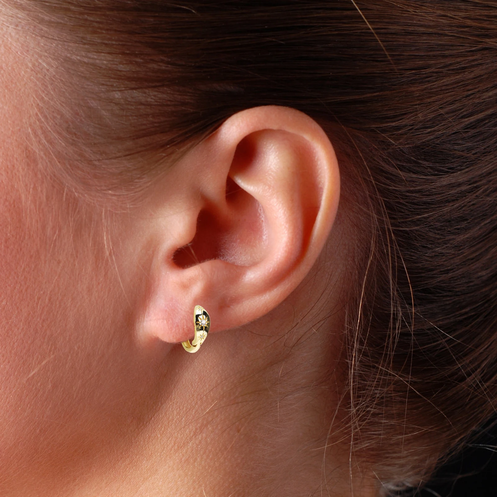 

1 Pair Golden Small Loop Earrings Sparkly Rhinestones Fashion Women Daily Wear Accessories Durable Ear Jewelry For
