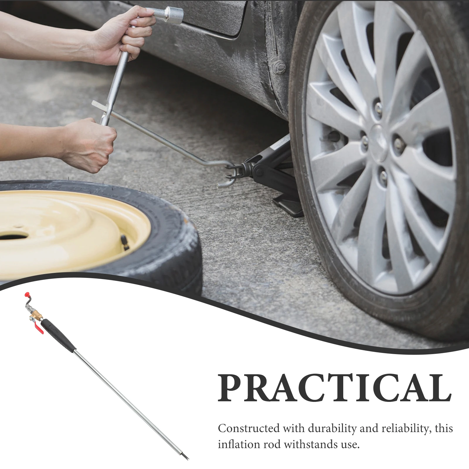 

Inflatable Rod Tire Inflator Straight Chuck Silver Chargeable Car Truck Tool Parts Multi Functional Durable