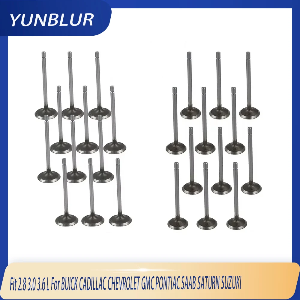 

12x Intake & 12x Exhaust Valve Set Kit Fit 2.8 3.0 3.6 L For BUICK CADILLAC CHEVROLET GMC PONTIAC SAAB SATURN SUZUKI Engine Part