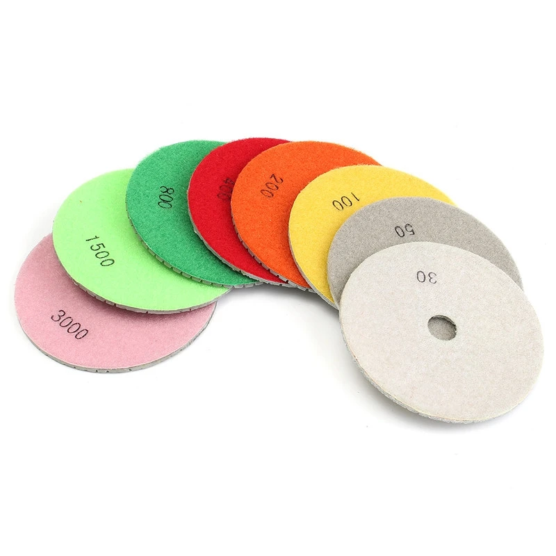 9Pcs/Set 5 Inch Diamond Polishing Pad Set Granite Marble Concrete Stone Tile Wet Dry For Granite Concrete Marble Stone Tiles