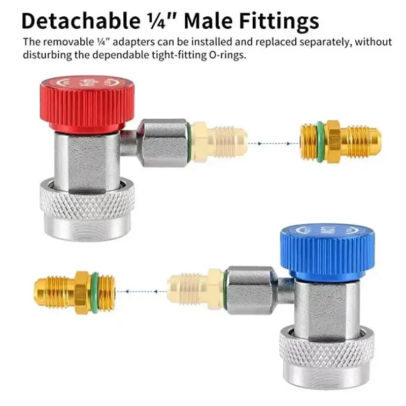 2 pezzi R134A connettori rapidi adattatori in ottone per auto aria condizionata refrigerante collettore CA regolabile