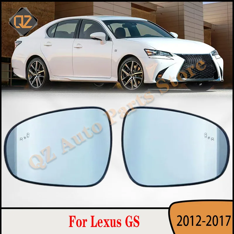 White Blue Rearview Side Mirror With Heated Blind Spot For Lexus GS 2012-2017 Door Side Mirror Glass Lens Blue Rearview Lens