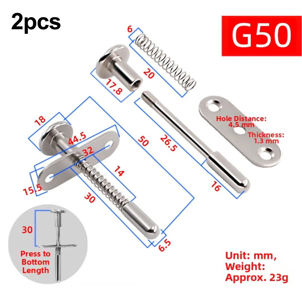 2 Pieces Springloaded Plunger Latches with Iron Head for Cabinet and Furniture Applications Size Range 50/55/60/65/70/85mm