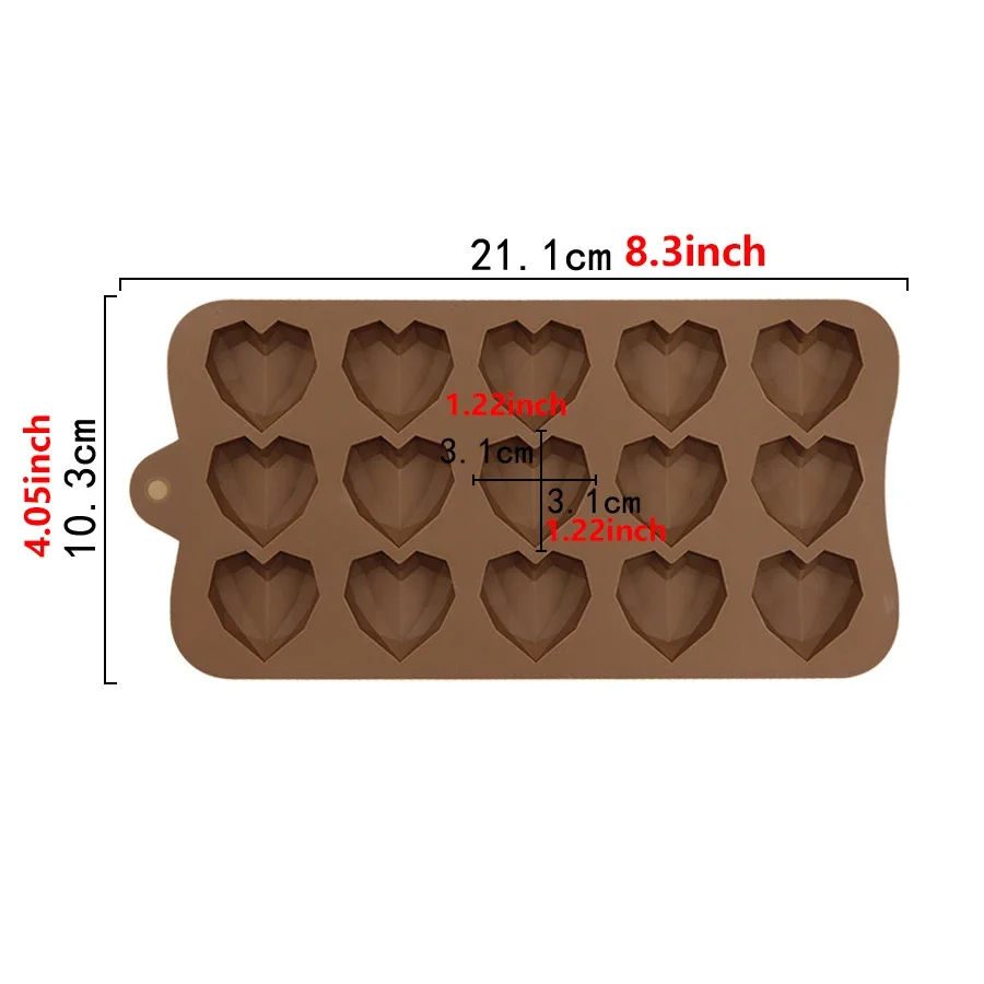 15 Hole Silicone Love Diamond shape Chocolate Baking Mold Set Wedding Candy Baking Molds Cupcake Decorations Cake Mold 3D