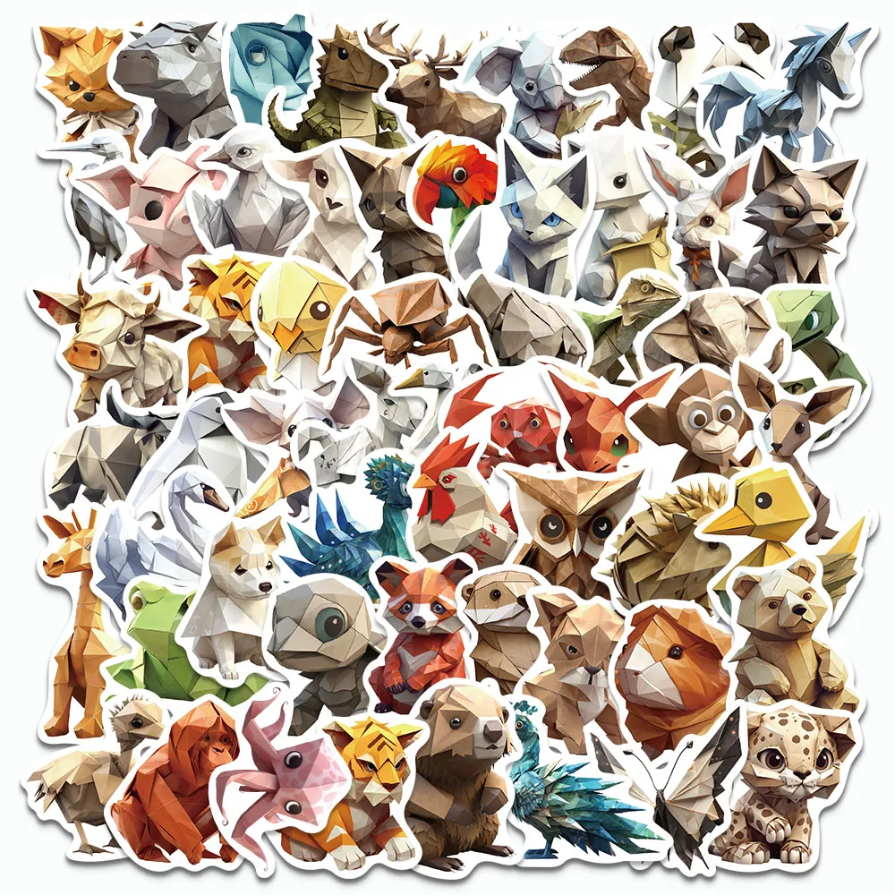 

58PCS Cartoon Folding Animals Stickers Tigers and Monkeys Decals For iPad Children's Toys Laptop Skateboards Fridge Stickers