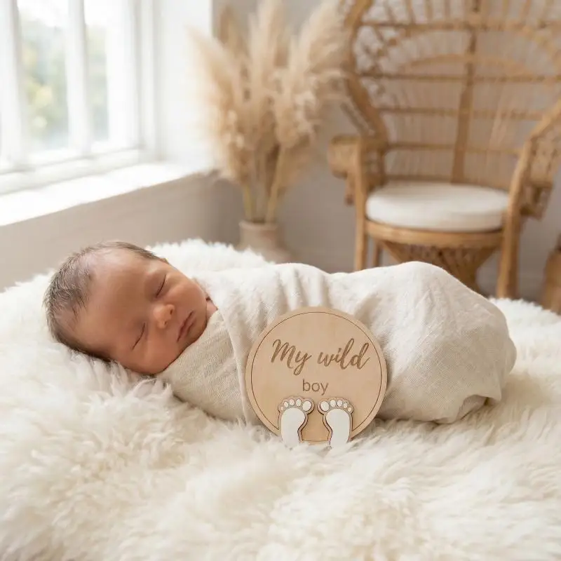 

Деревянные карточки для ежемесячных фото-отслеживаний развития малышей, для мальчиков и девочек, маркеры для отметки этапов роста новорожденных, подарок на память