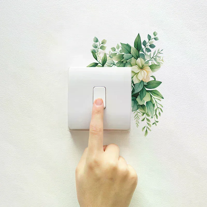 Cute Home Makeover! Romantic Flower Switch Stickers, Funny Bedroom Wall Decals & Girls' Room Decorations