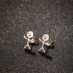 1 Pair Funny Middle Finger Stud Earrings Stainless Steel Simple Finger Earrings for Women 2024 New Trend Jewelry Gift