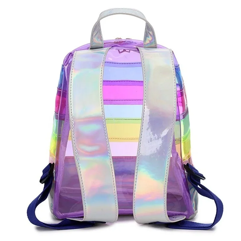 Backpack Backpack Colorful Stripes Plastic Transparent Backpack Bag Ladies Travel Bag Ladies Bag Female Backpack Bookbag