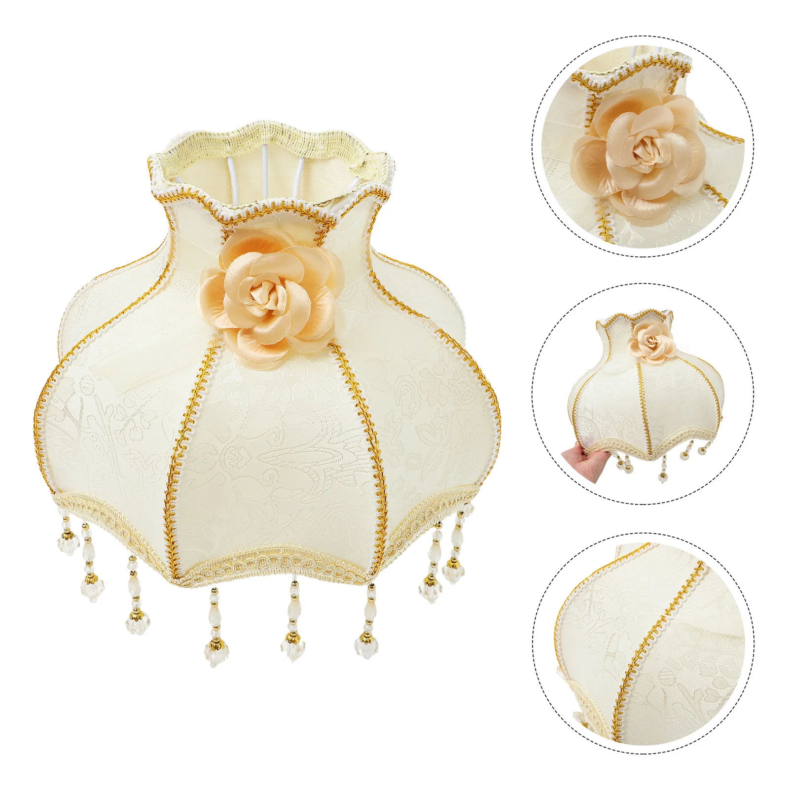 

Lampshade Fabric Beads Vintage Table Lamp Cover Bedside Pendant Decorative Shade for Floor Desk Large Lampshade Lamp