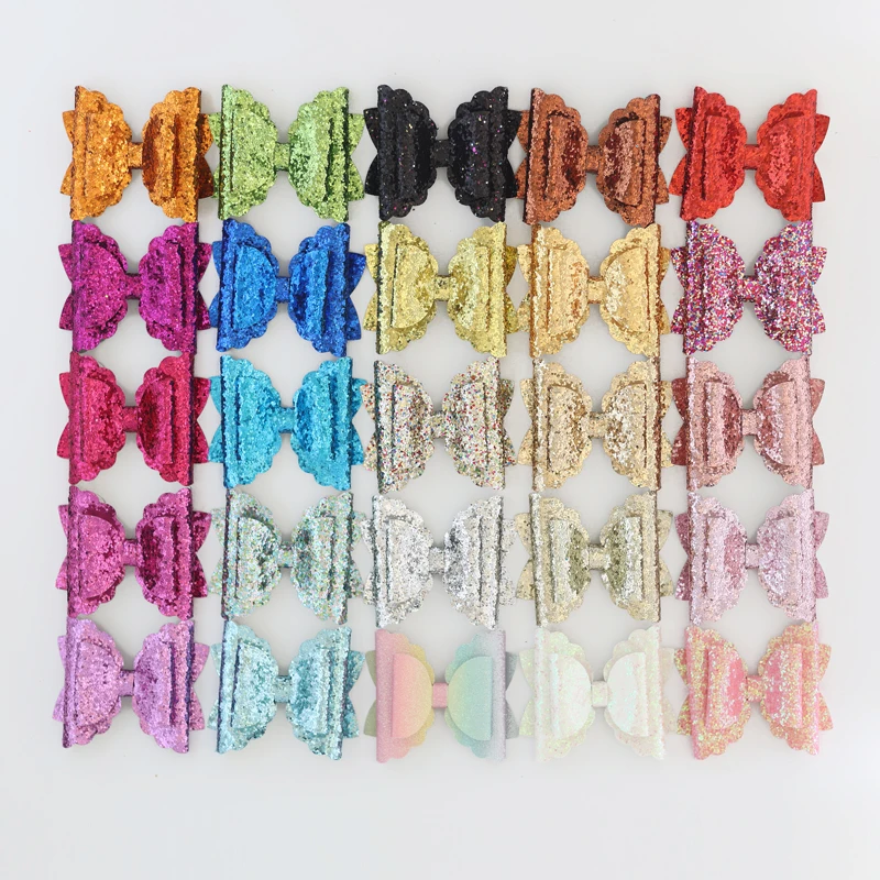 2PCS 80*67mm Wave Butterfly Shape Glitter Sequins Bow For DIY Handmade Accessories Hairband Hairpin Hat Shoes Sewing Applique