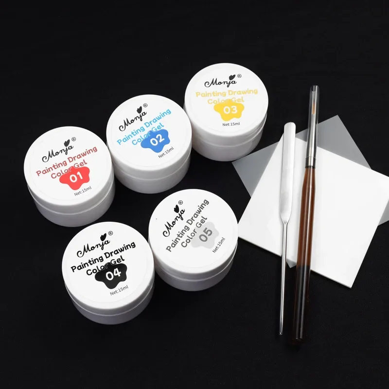 5-Colors جل مجموعة طلاء أظافر مجموعة خلط أساسية رخامي بطانة فرشاة مسمار الفن الطلاء للمبتدئين الجرار صالون تصفيف جيل للأظافر عدة