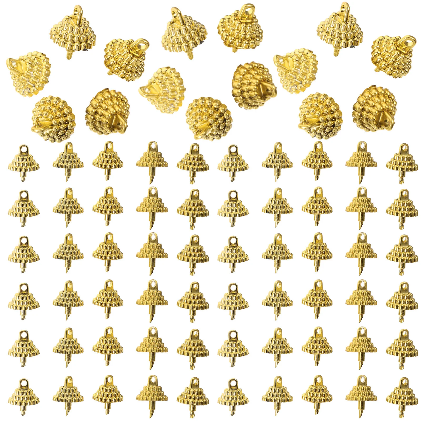 1 Set of Christmas Pendant End Caps for DIY Christmas Tree Hanging Top Covers Golden Color 150pcs Pendants Caps