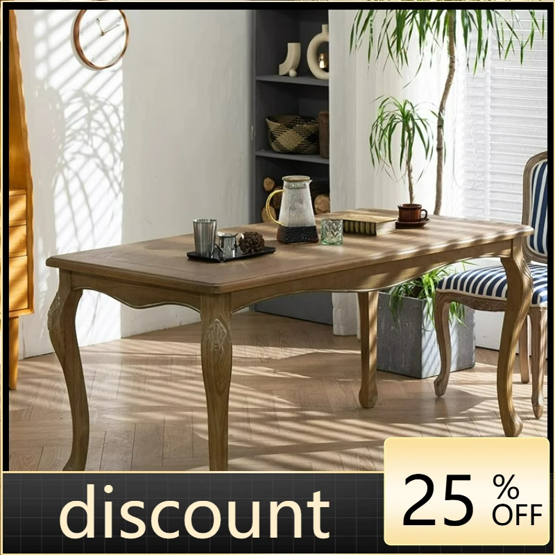 

LTT pastoral French engraved retro long dining table solid wood clothing store beauty salon flower shop table