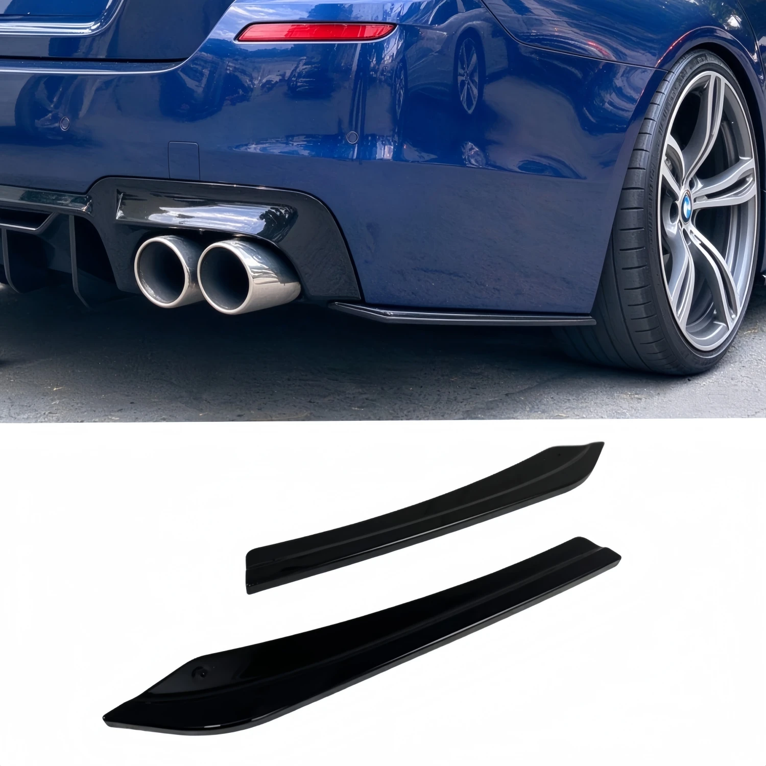 For Bmw F10 5 Series 525i 525d 530i 530d M Pack Sedan /Touring 2010-2016 Gloss Black Rear Bumper Side Splitters Tuning Bodykits