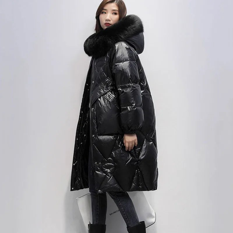 New Big Fur Collar Down Cotton Coat Women Winter Jacket Long Hooded Parker Overcoat Female Casual Quilted Jackets Maternity Wear