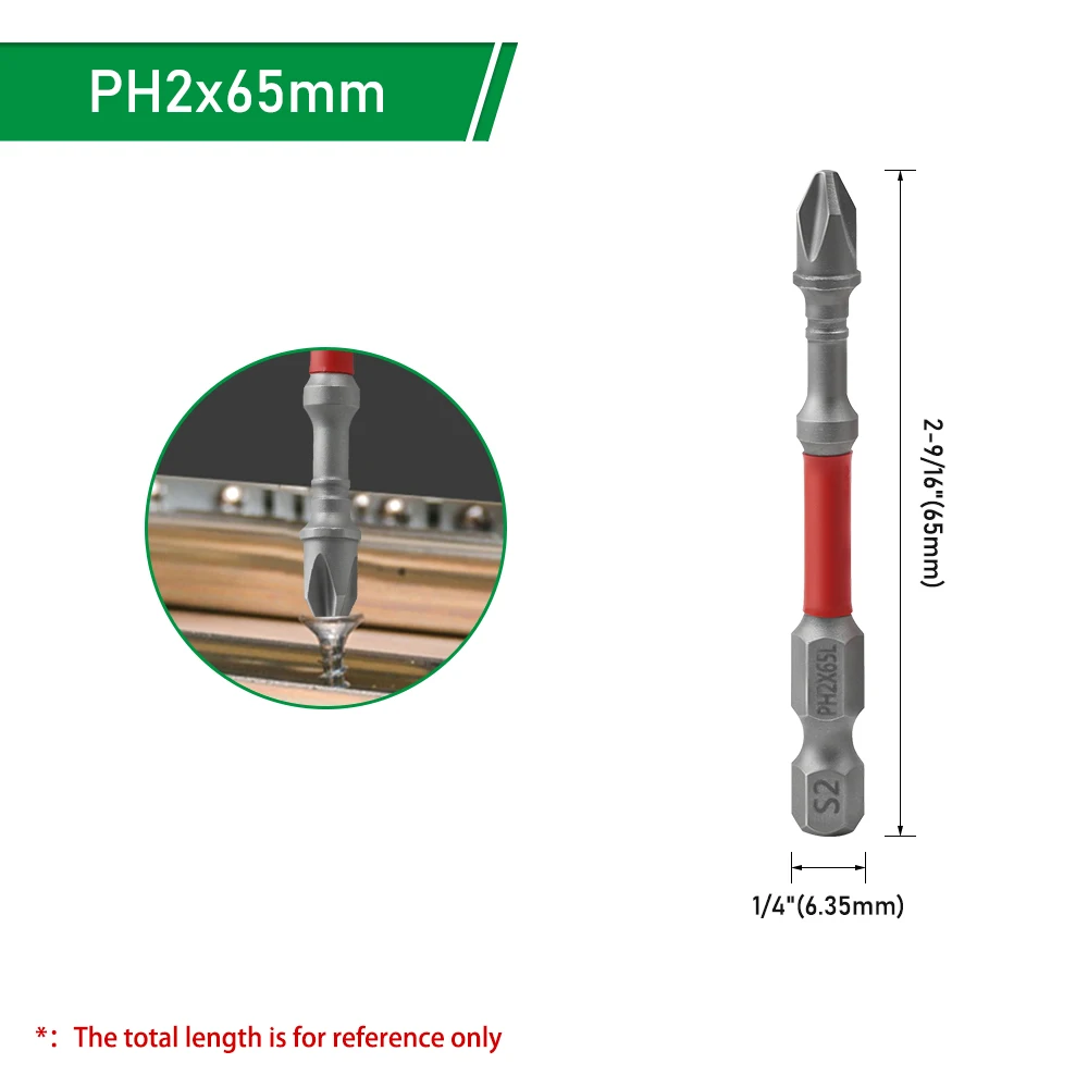 LAVIE Schraubendreher-Bit, S2-Stahl, PH2, Schlagkopf, Kreuzschlitz, 1/4" Sechskant, 25–150 mm, für Elektrobohrmaschinen, zum Bearbeiten von Holz, AE1222P. – Detail 9