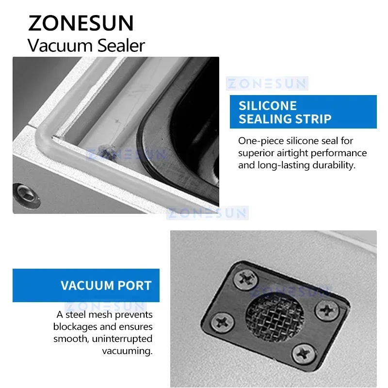 ZONESUN เครื่องซีลถาดสูญญากาศ เครื่องซีลสูญญากาศ เครื่องซีลสูญญากาศอาหาร ZS-VS240