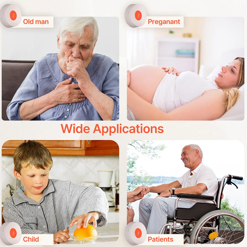 زيجبي SOS زر إنذار الطوارئ إشعار التطبيق بنقرة واحدة مساعدة في حالات الطوارئ زر الذعر اللاسلكي إنذار للطفل المسنين المريض