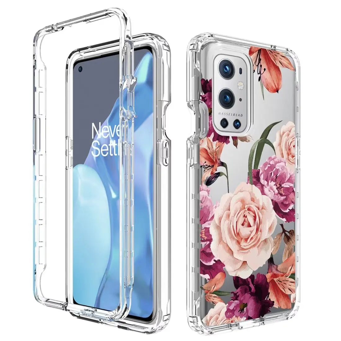 Crystal Clear 2 in 1 Shockproof Transparent Cases Hard Bumper Soft TPU Protective Cover for Oneplus 9 Pro Case ,1+9 Pro