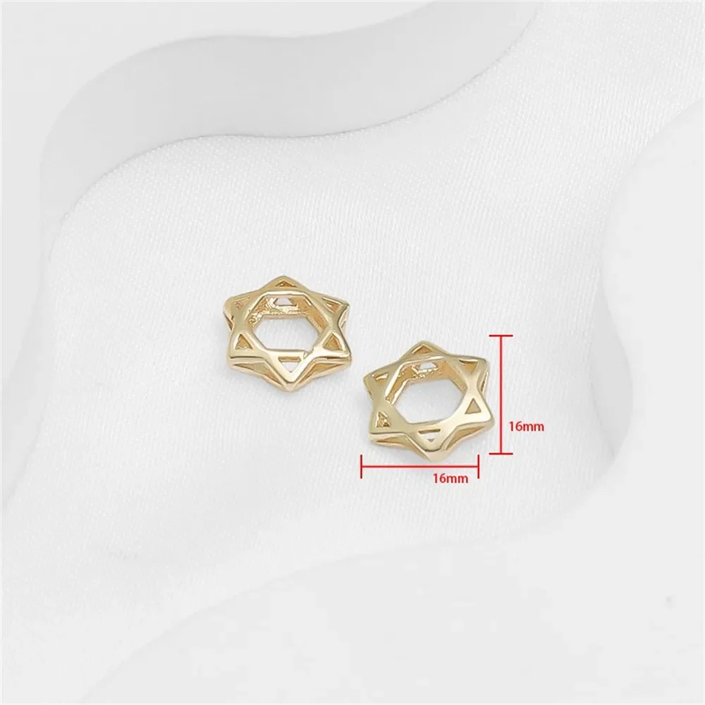 

1 шт., 14-каратное золото, кольцо с шестиконечной звездой, 16 мм, аксессуары для подвесок, аксессуары для подвесок из бисера «сделай сам», ожерелье, очаровательные аксессуары