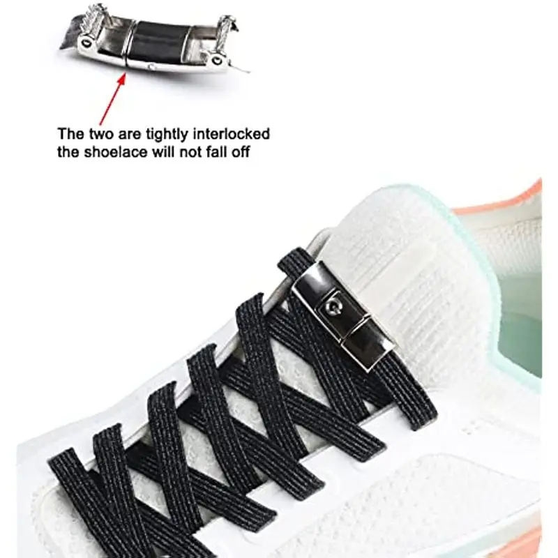 

Luxurious Rainbow Tieless Shoelace No Tie Shoe Laces Flat Elastic Shoelaces for Sneakers Press Lock Metal Buckle for Adults Kids