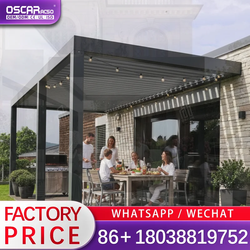 Small Patio Garden Retractable Sunshade Louvered Aluminium Pergola Outdoor Pavilion 3x3m  If you want to strictly follow the req