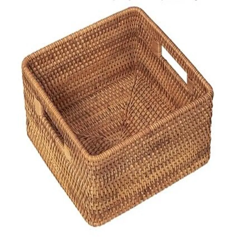 

Rectangular Rattan Storage Baskets, Hand-Knitted Boxes, Put Cabinet, Frame, Vietnamese Boutique, Real Rattan Basket