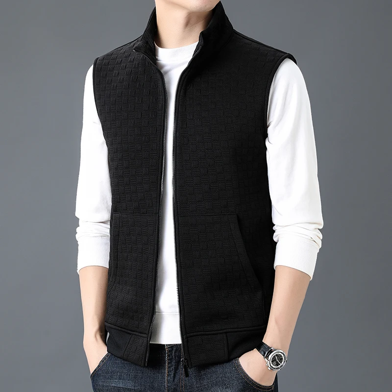 Men\'s Vest Autumn Winter Plus Velvet Knitted Casual Cots Fashion Trend Versatile High Quality Business Jacket Streetwear New