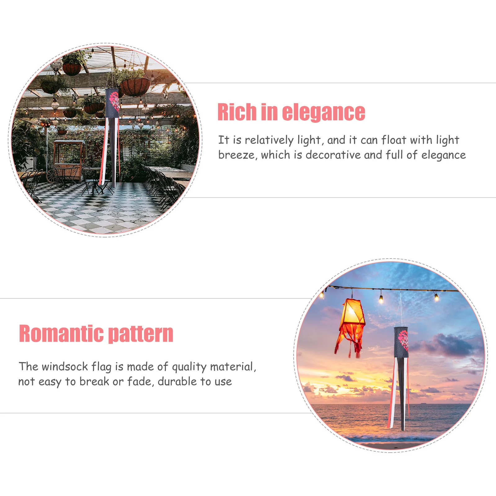 

1Pcs Romantic Valentine's Day Windsock Flag Hanging Outdoor Garden Decorative Wind Direction Flag for Valentine Atmosphere